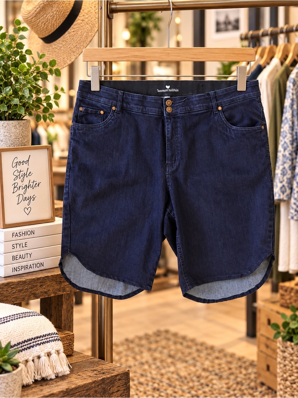 Woman Within Dark Blue Denim Jean Shorts